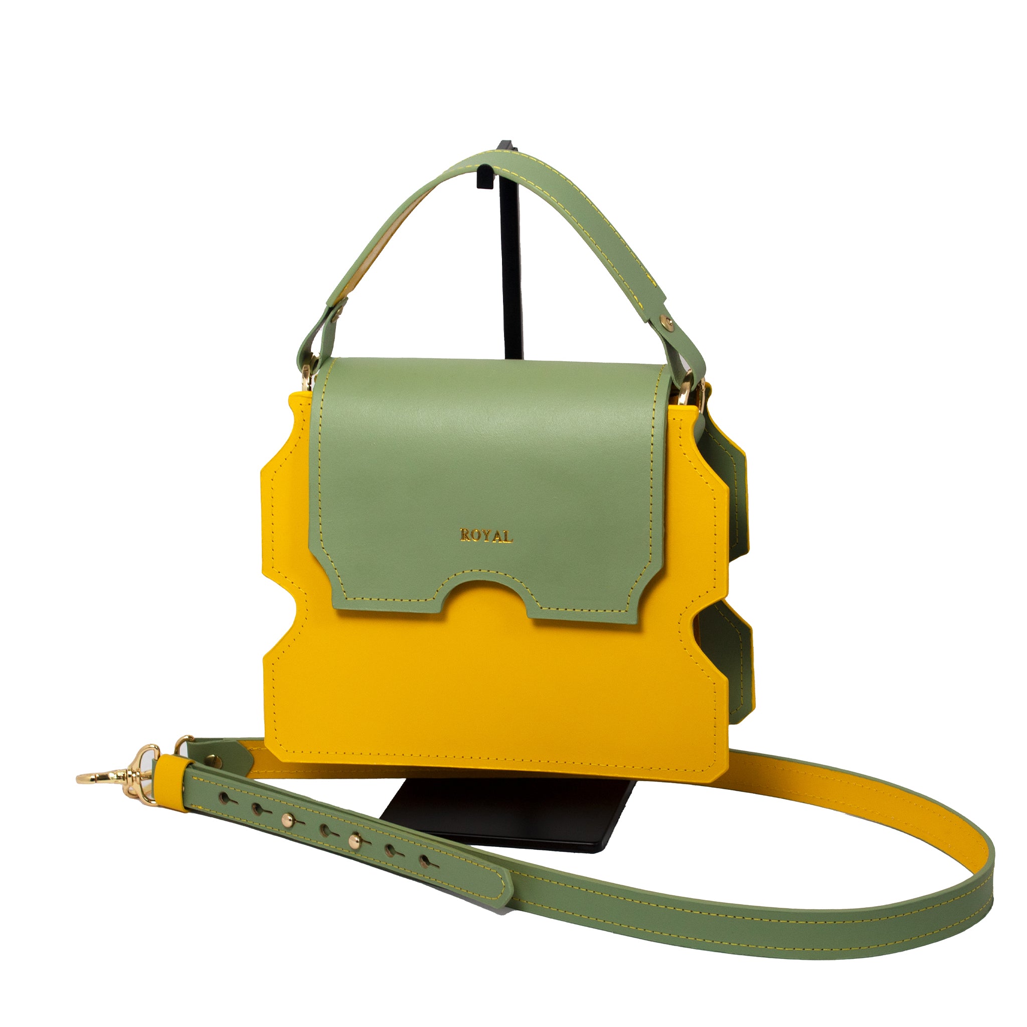 Custom designer handbag with adjustable shoulder strap