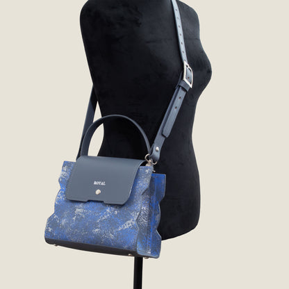 Bless hand painted satchel with top handle and shoulder strap