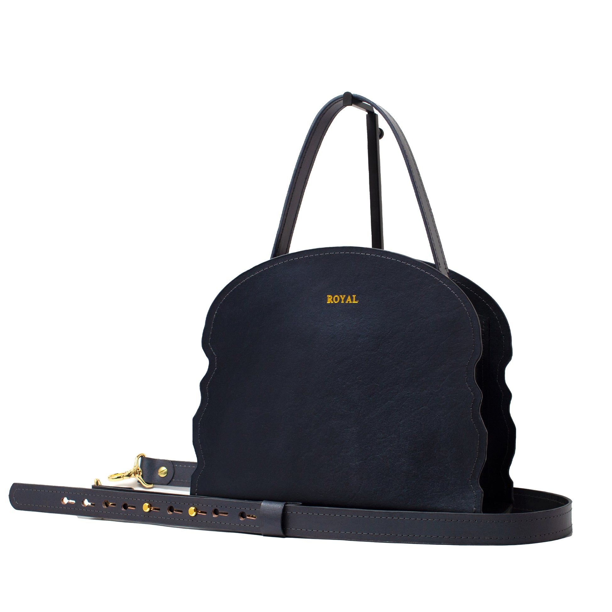 Handmade leather satchel with structured top handle