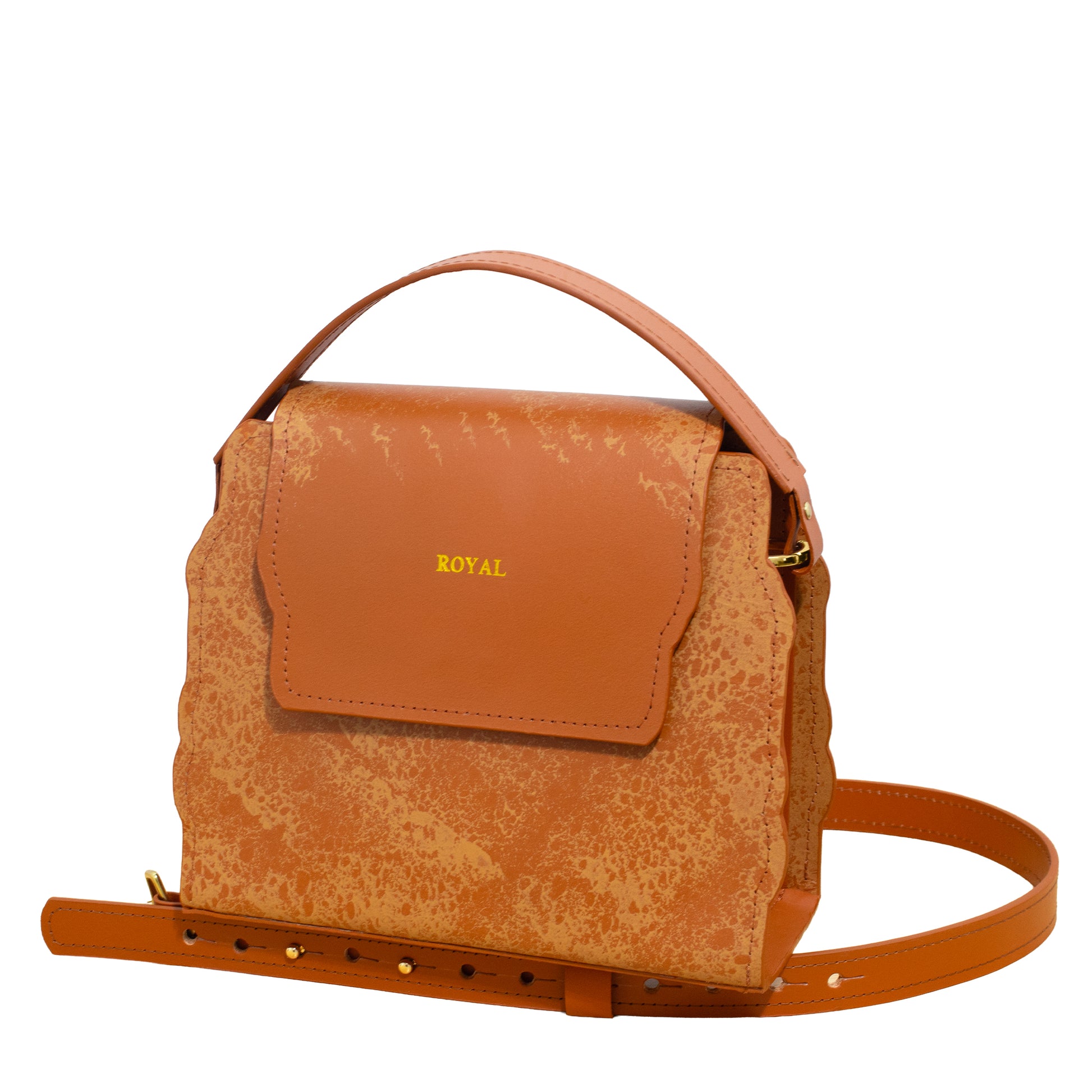 Hope hand‑painted leather satchel in cognac artisan multi‑tone with a removable full‑grain strap in a refined, custom‑made design.