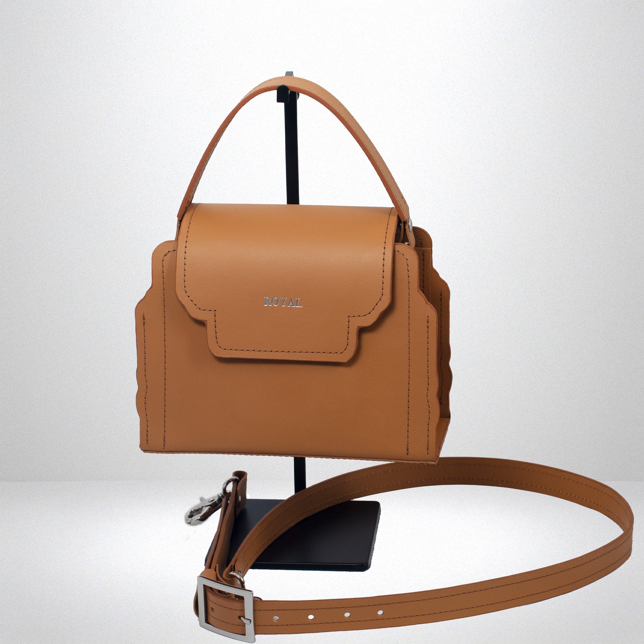 Crossover shoulder bag with hand painted finish